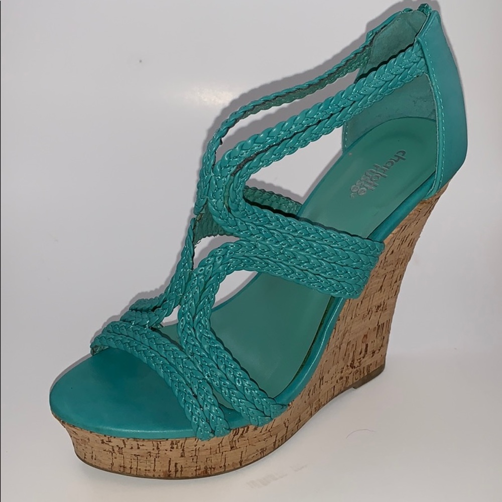 🍀Charlotte Russe 5inch Braided Turquoise Wedges🍀